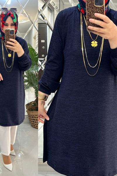 Burcu tunik yumoş triko laci Lacivert
