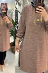 Burcu tunik yumoş triko sütlükahve Sütlü Kahve