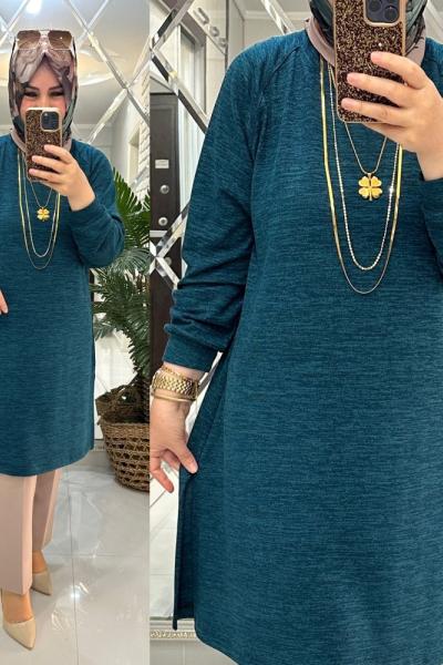 Burcu tunik yumoş triko petrol  Petrol Mavisi