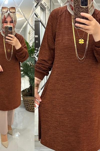 Burcu tunik yumoş triko tarçın Tarçın