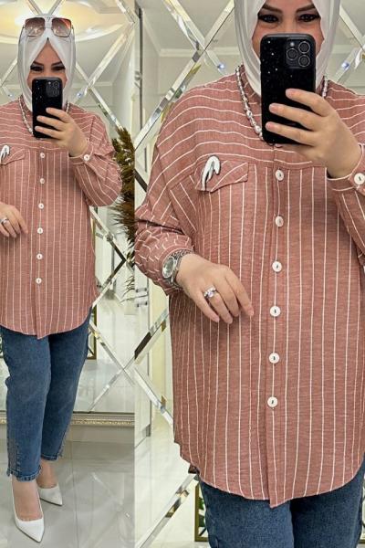 Dalya keten gömlek gül Gül