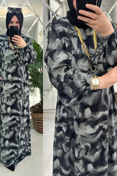 Damla elbise viskon kumaş siyah  Siyah