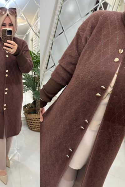 Demet angora hırka kahve Kahverengi