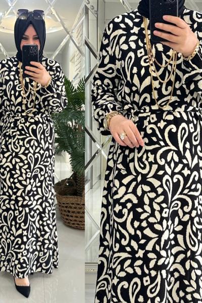 Ecem elbise viskon kumaş siyah Siyah