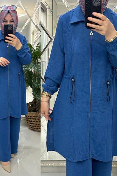 Elif takım ayrobin kumaş mavi Mavi