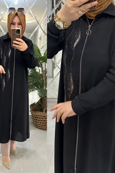 Esme kap kumlu krep kumaş siyah  Siyah