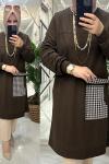 Ezgi tunik örme/krep penye kumaş kahve Acı Kahve