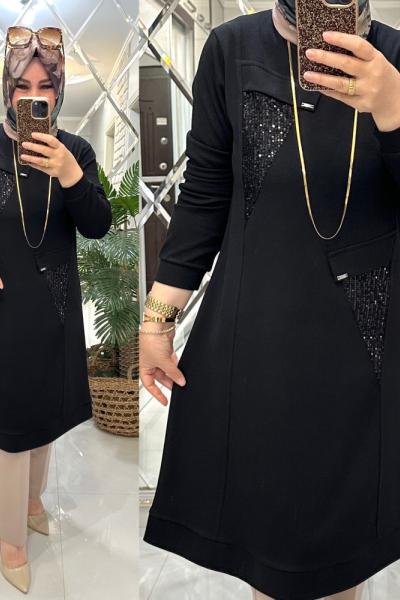 Firaz tunik oyşo penye kumaş siyah  Siyah