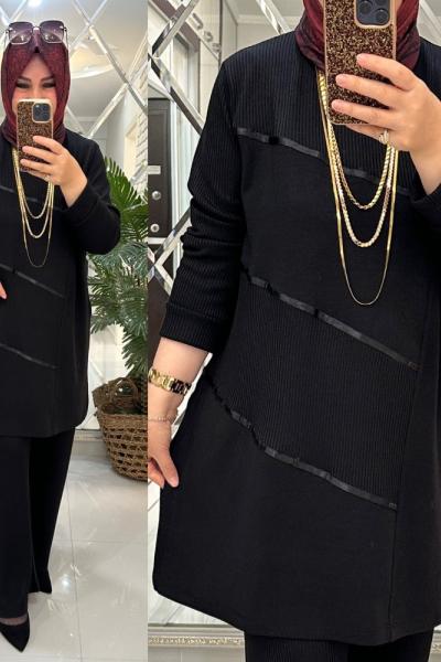 Gönül takım fitilli triko siyah  Siyah