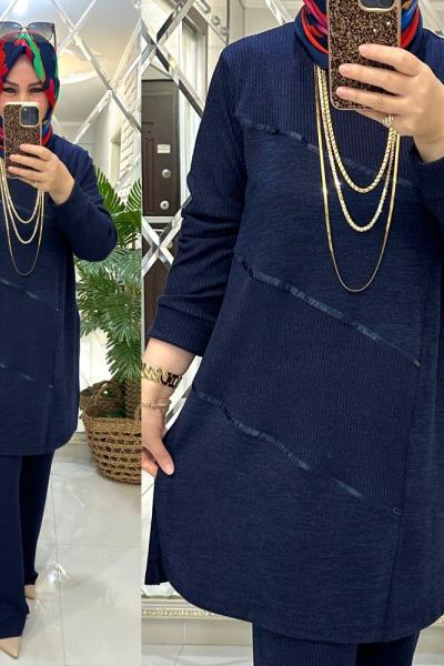 Gönül takım fitilli triko laci Lacivert