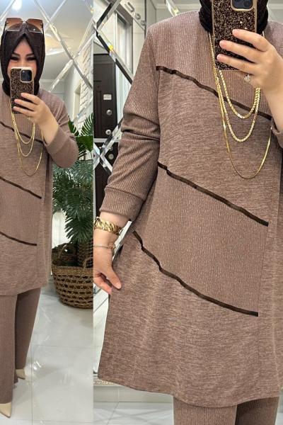 Gönül takım fitilli triko vizon  Vizon