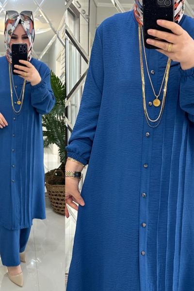 Gülay takım ayrobin kumaş mavi İndigo Mavi