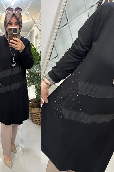Güler tunik oyşo kumaş siyah  Siyah Kahverengi