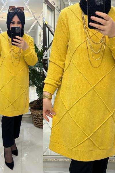 Gülhan kazak buklet triko sarı Sarı