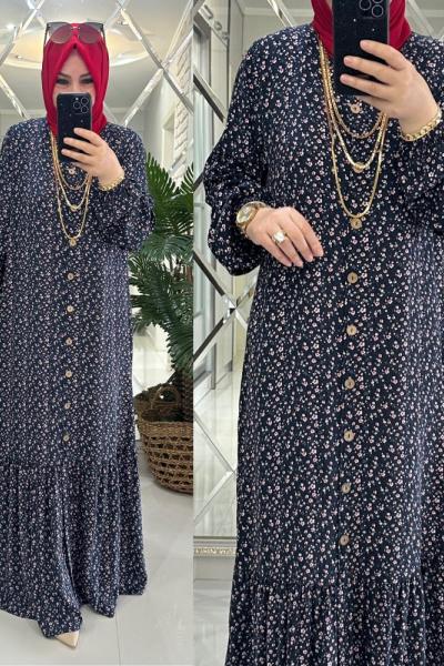 Gülşah elbise viskon kumaş laci Lacivert