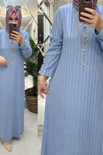 Hazal elbise ipek triko kumaş mavi Mavi