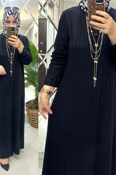 Hazal elbise ipek triko kumaş siyah  Siyah