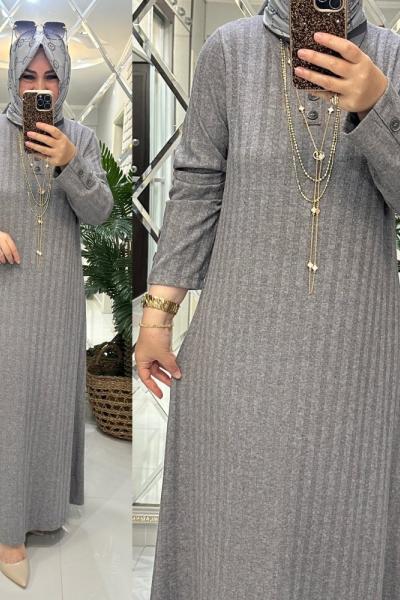 Hazal elbise ipek triko kumaş gri Gri