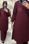 Hazal takım fitilli kaşkorse bordo Bordo