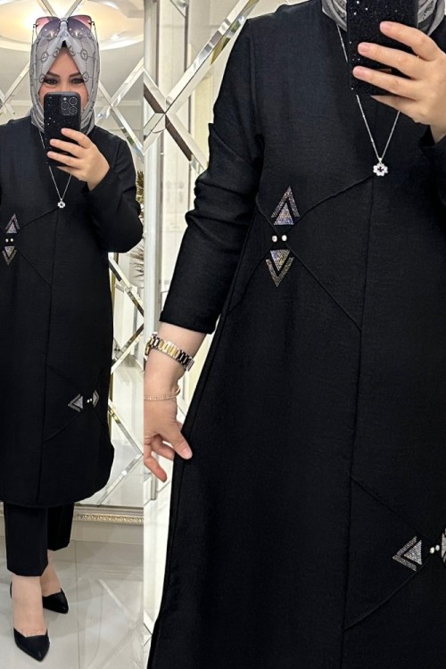 Hüsna tunik keten kumaş siyah  Siyah