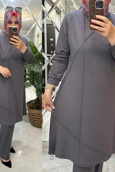 İmran takım ikiiplik penye kumaş gri Gri