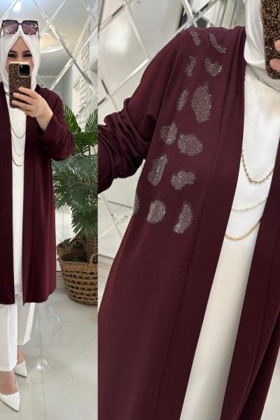 İnci hırka ipek penye kumaş bordo Bordo