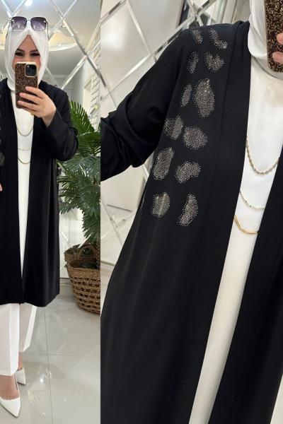 İnci hırka ipek penye kumaş siyah Siyah