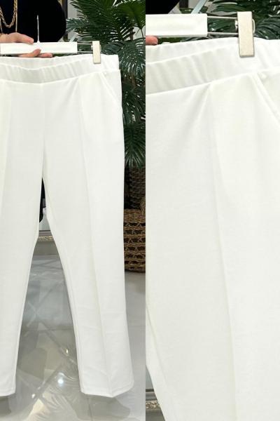 Kalem pantolon scuba krep kumaş beyaz  Ekru Beyaz