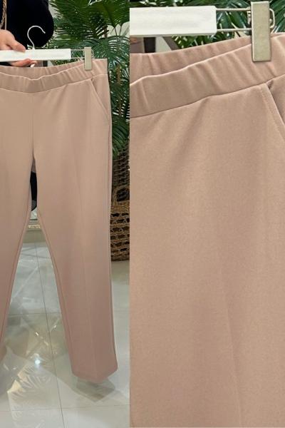 Kalem pantolon scuba krep kumaş vizon Vizon