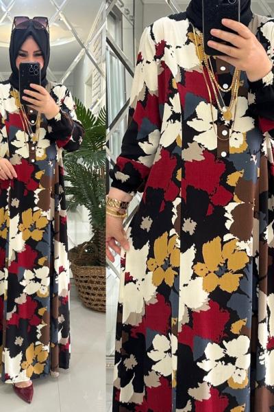 Karen elbise viskon kumaş bordo  Bordo