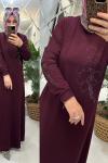 Kübra elbise ikiiplik penye kumaş bordo  Bordo