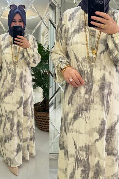 Melda elbise merserize/bürümcük kumaş gri Gri