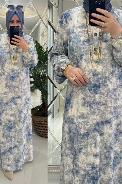 Melda elbise merserize/bürümcük kumaş mavi Mavi