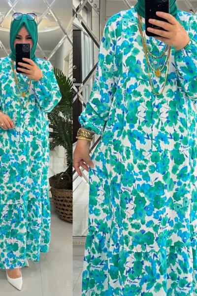 Mona elbise modal kumaş yeşil Yeşil