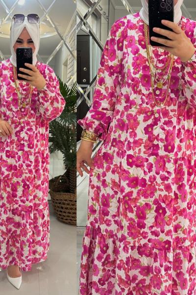 Mona elbise modal kumaş pembe Pembe