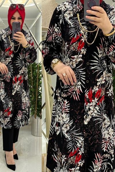 Nare gömlek viskon kumaş siyah  Siyah