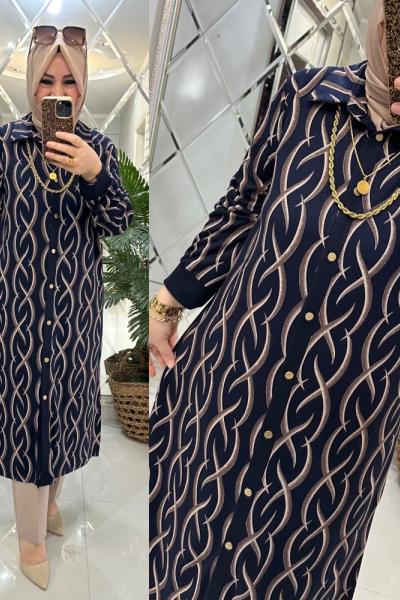 Nazlı gömlek örme penye kumaş laci Lacivert