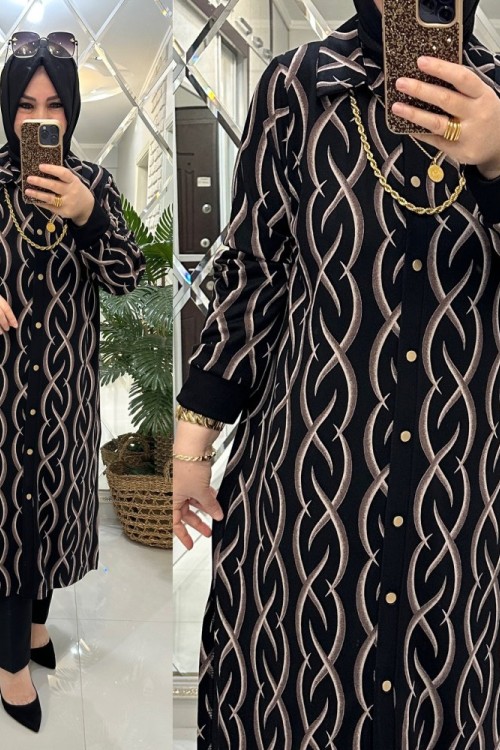 Nazlı gömlek örme penye kumaş siyah  Siyah