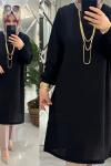 Nisa tunik krep kumaş siyah  Siyah