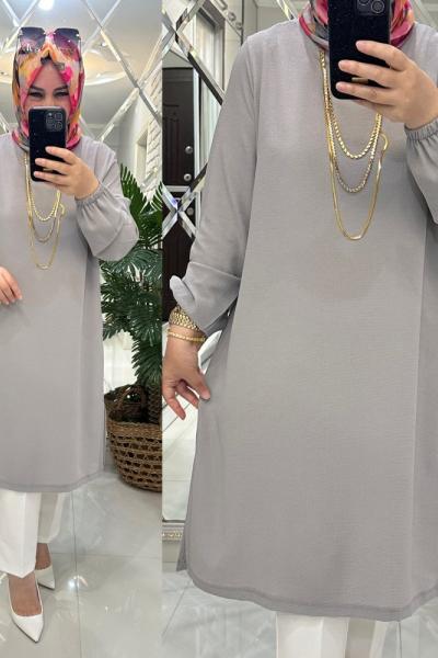 Nisa tunik krep kumaş gri Gri