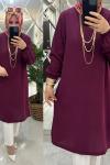 Nisa tunik krep kumaş mürdüm Mürdüm