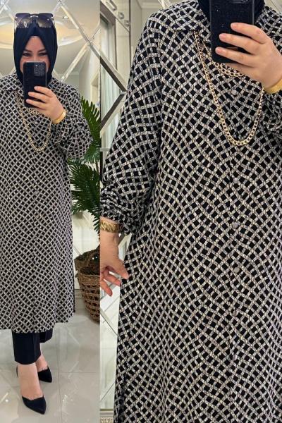 Nurcan gömlek pamuklu viskon kumaş siyah  Siyah Taş