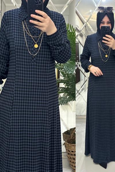 Nursel elbise ekol kumaş mavi Mavi