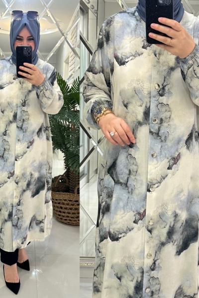 Özlem kap viskon kumaş mavili Mavi