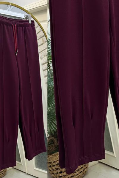 Paçası pensli oysho pantolon bordo Bordo