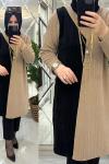 Peluş triko tunik siyah/sütlükahve Sütlü Kahve