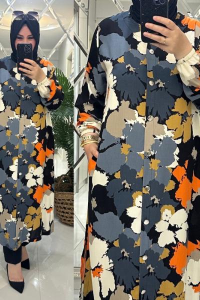 Rana kap pamuklu viskon kumaş turuncu  Turuncu