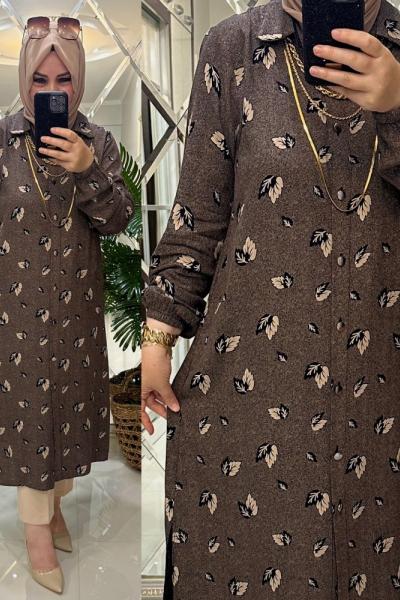 Reyhan gömlek pamuklu viskon kumaş  Kahverengi