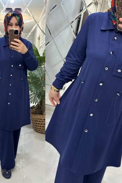 Rüya takım ipek Oyşo kumaş mavi Mavi