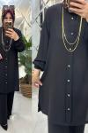 Seher takım krep kumaş siyah  Siyah